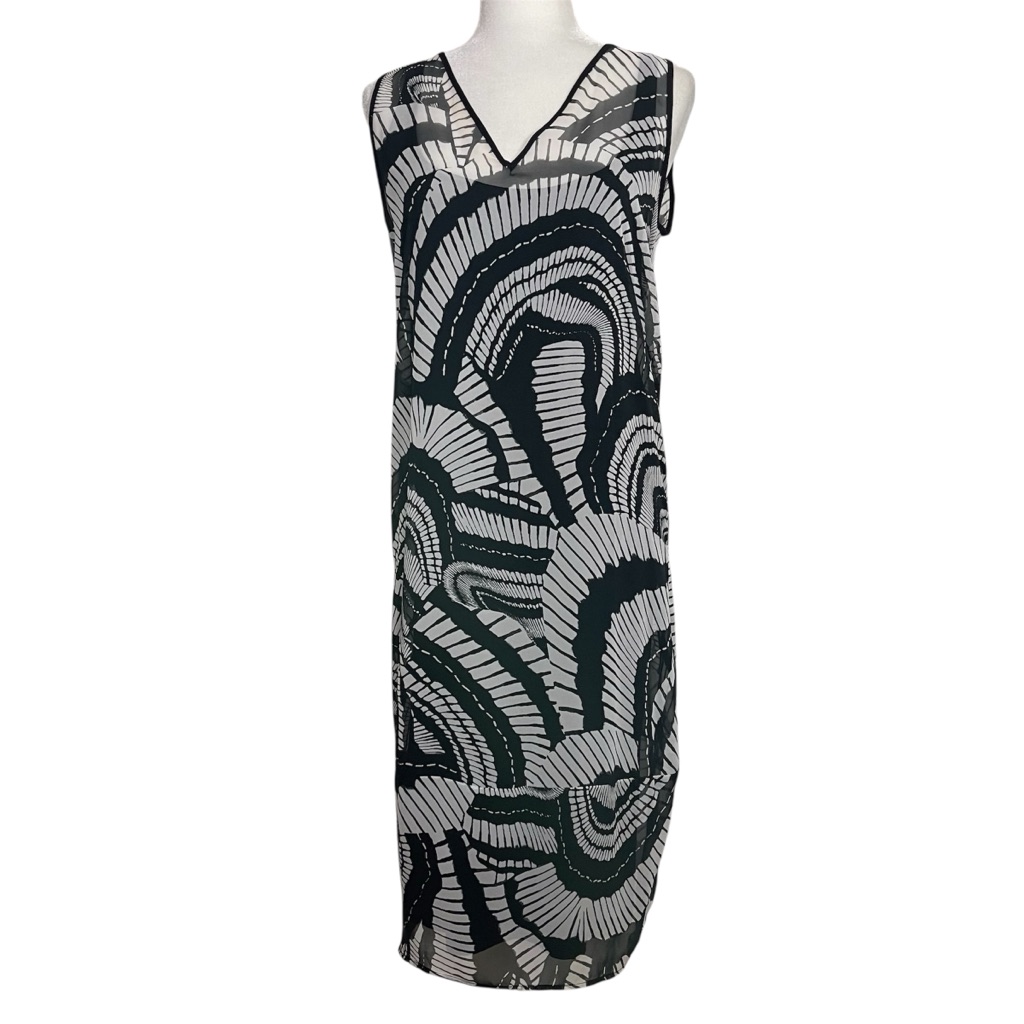 Ronen Chen Black And White Sheer Dress With Slip Dress